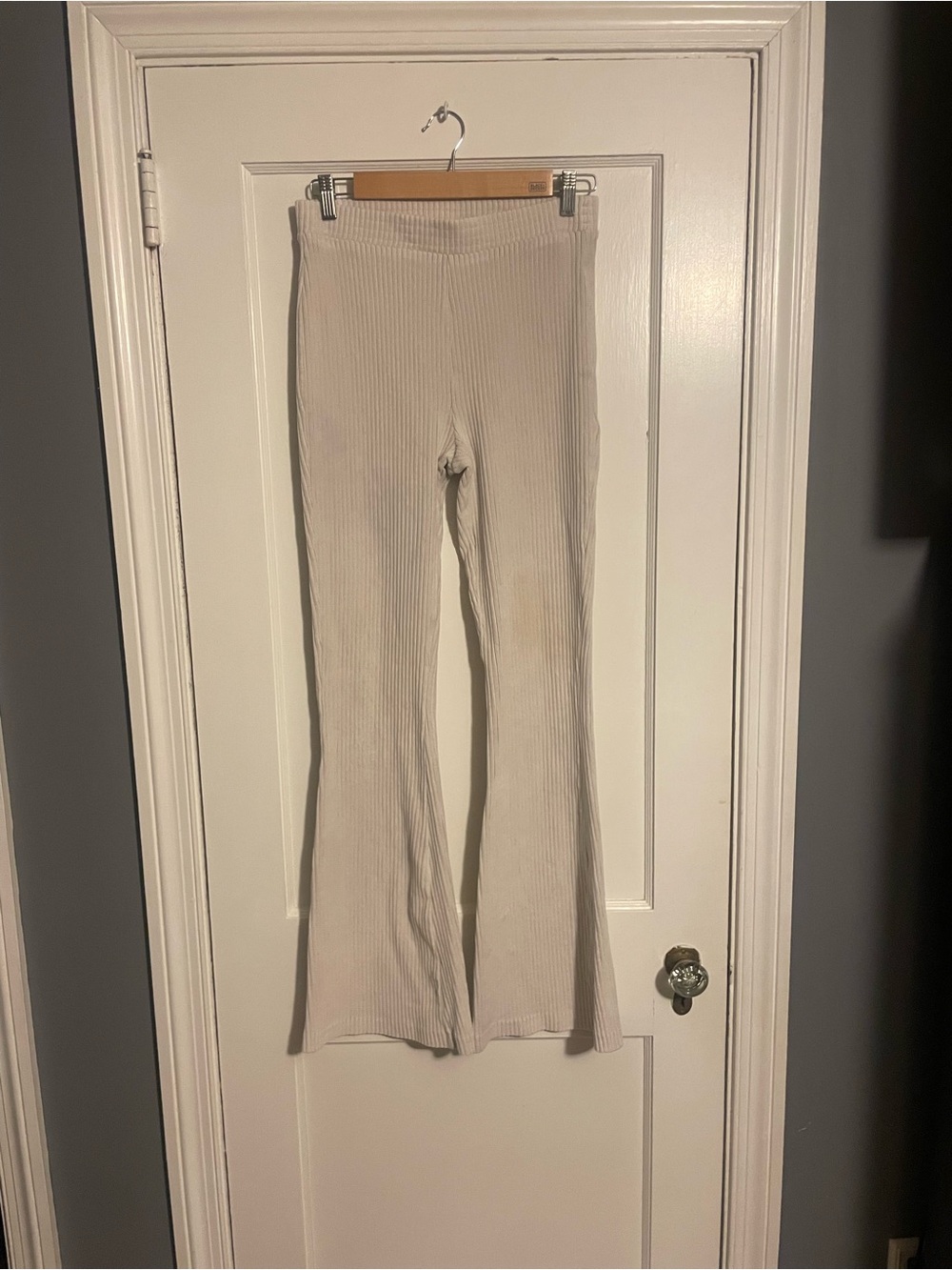 Aerie Ribbed Flared Knit Pants in Light Beige Women’s Size Medium